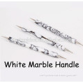 White Marble Acrylic handle two way Nail dot pen nail art dotting tool picker
